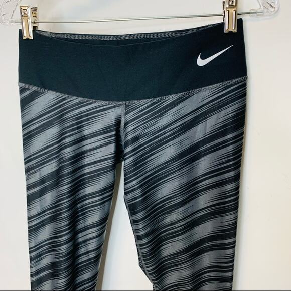Nike Dri Fit Sz XS Black Grey Stripey Legging Black Waistband MIZZOU Univ of Mo - Picture 5 of 7
